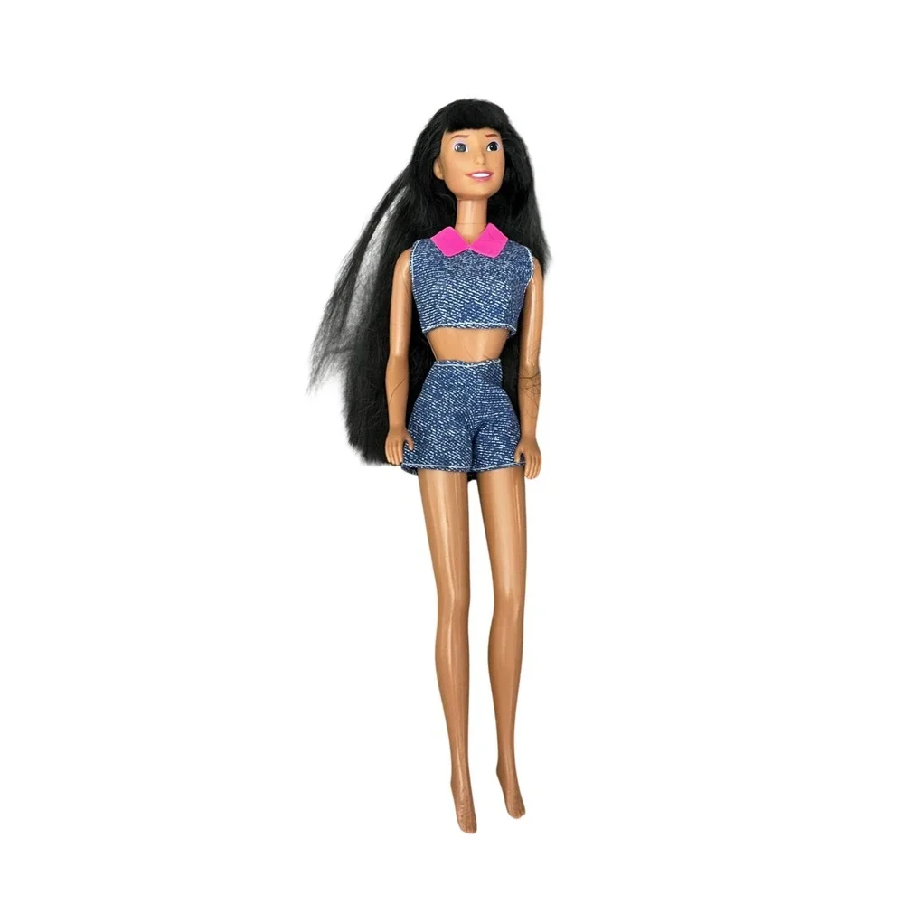 Disney‎ Pocahontas Mattel Doll Long Black Hair Purple Streak Two Piece Outfit