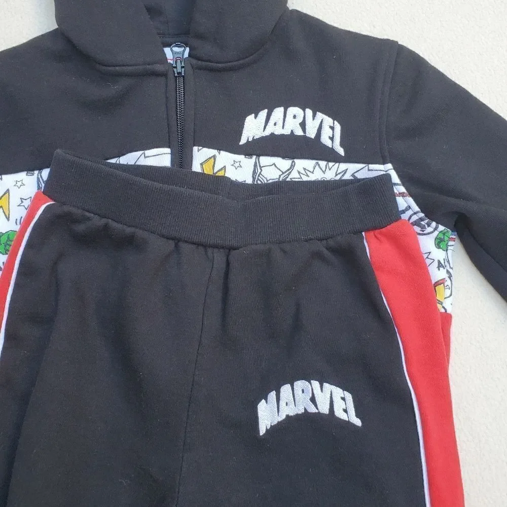 Marvel Avengers Hoodie Jacket Joggers and Short Sleeve Shirt 3 piece set size 7