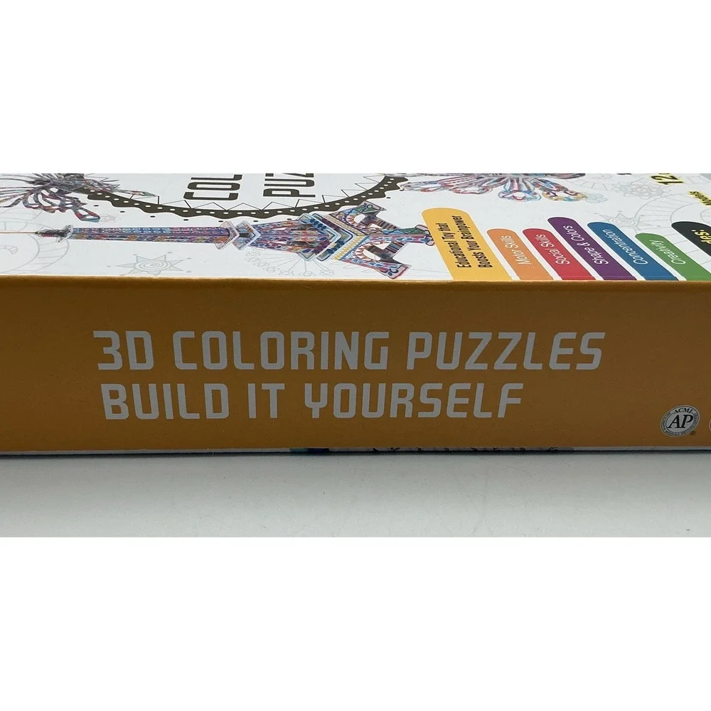 Bearun 3D Coloring Puzzles: Eiffel‎ Tower, Dinosaur, Peacock, Plane, More NIB