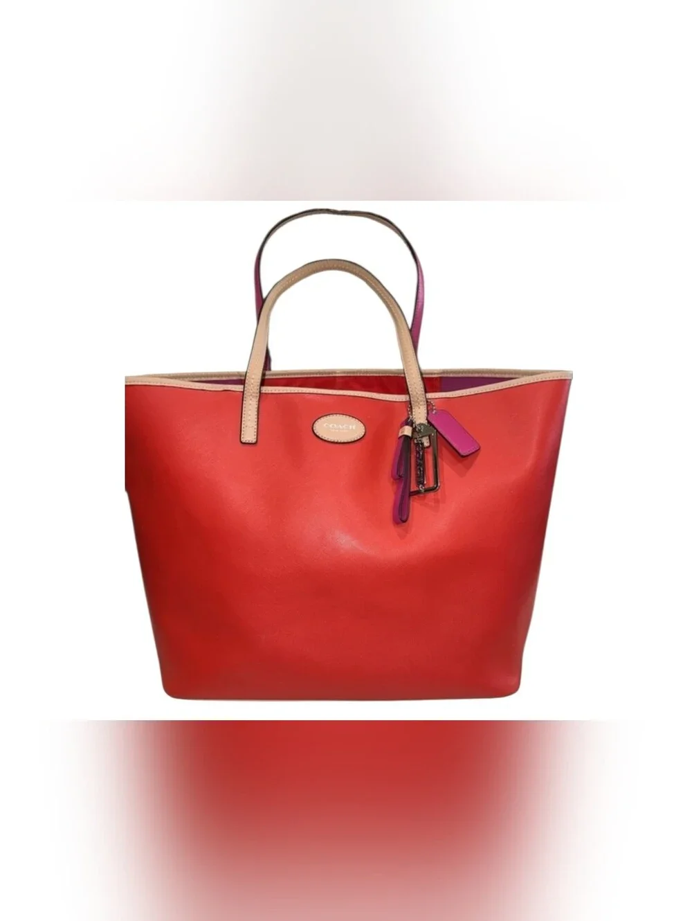 Coach Metro Leather Tote Style Number #F31326 In The Vermillion