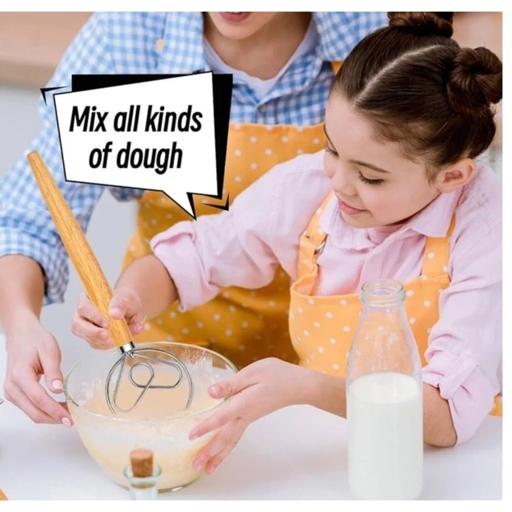 Stainless Steel Hand Whisk Danish Dough Kitchen‎ Dutch Hand Mixer bake kneed