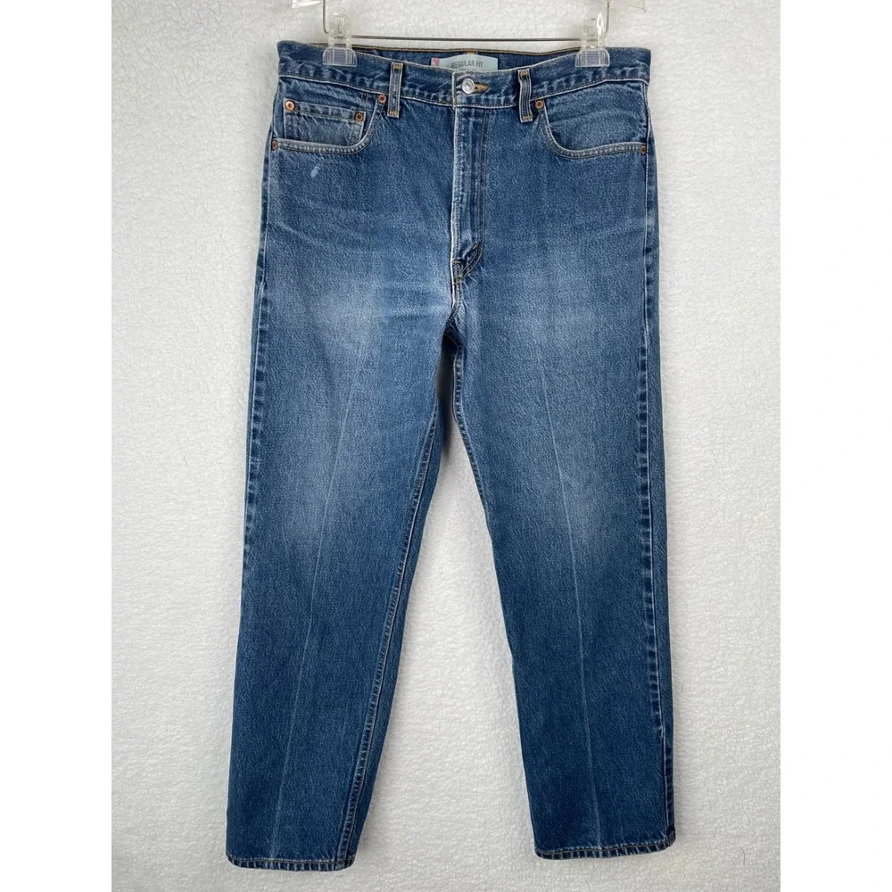 Levis 505 Regular Fit Mens Jeans 36x30 Medium Wash Blue Straight Leg Made in USA