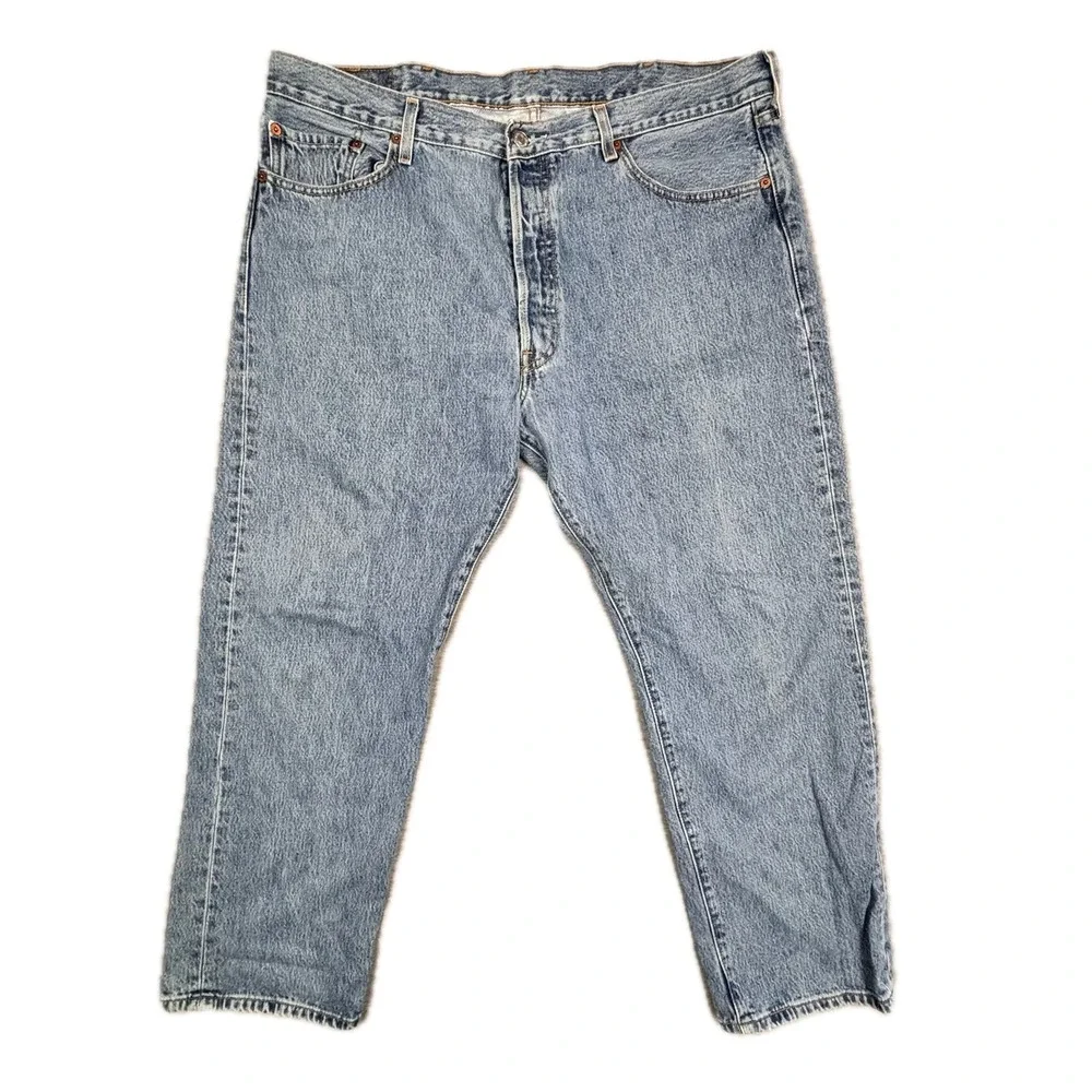 Levis 501 Original Fit Mens Jeans 40x30 Medium Wash Blue Button Fly Cotton Denim