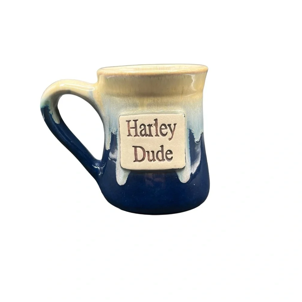 TUMBLEWEED POTTERY HARLEY DUDE 20OZ DRIP GLAZE STONEWARE MUG