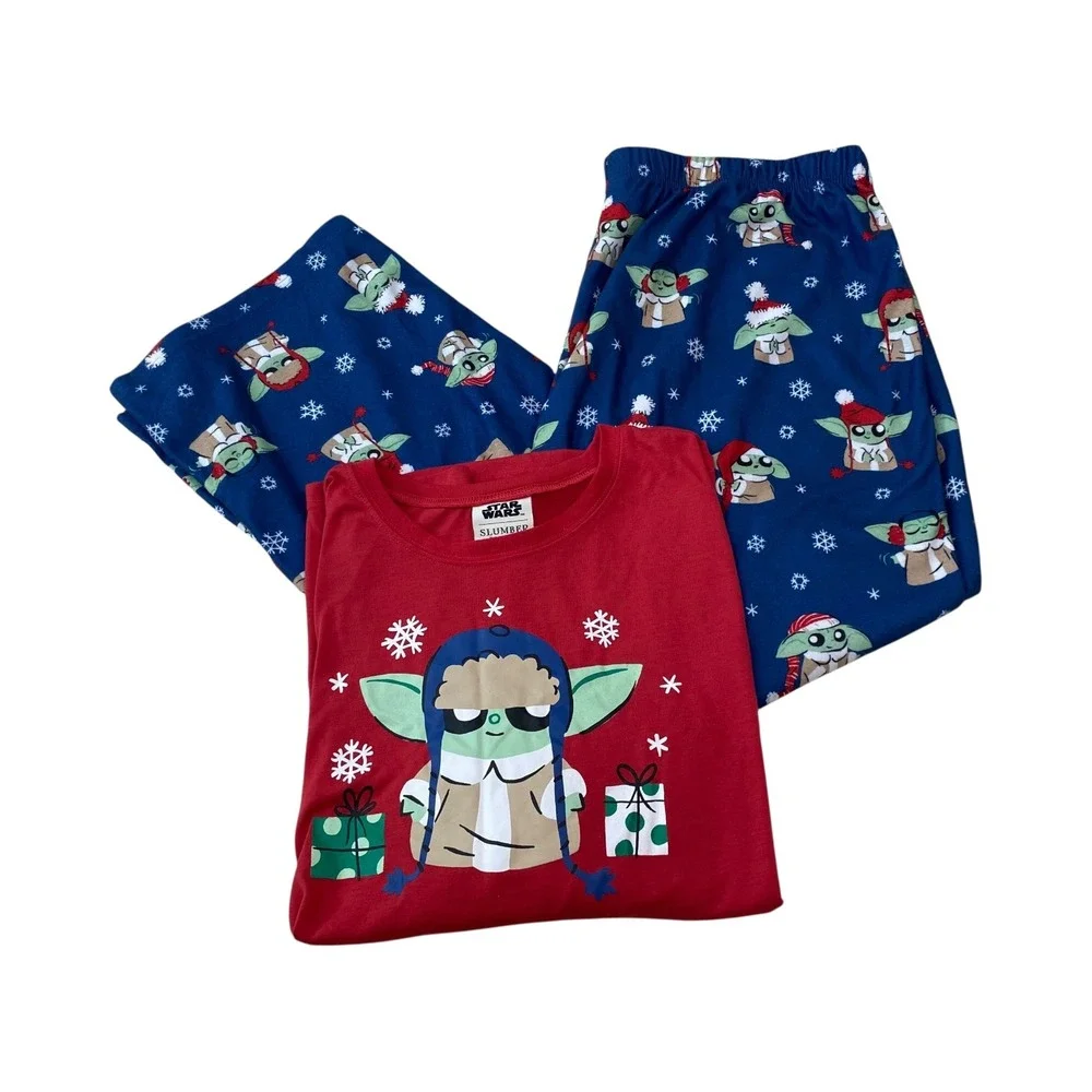 Munki Munki Star Wars The‎ Mandalorian Baby Yoda Grogu Pajama Set XXL Holiday