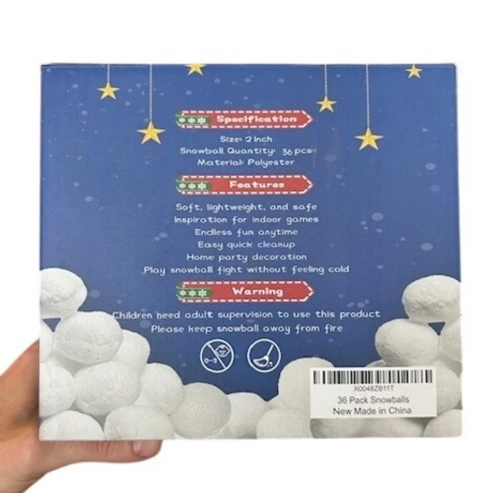 36 Pcs Indoor Snow Fake Ball Fight Snowballs Elf Pets Christmas Holiday‎ Toy