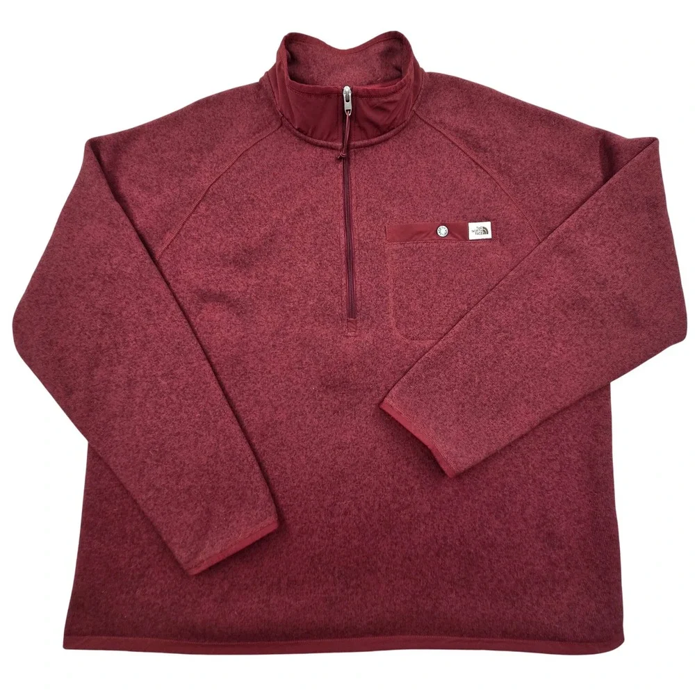 The North Face Gordon‎ Lyons 1/4 Zip Fleece Pullover Burgundy Heather Mens XXL