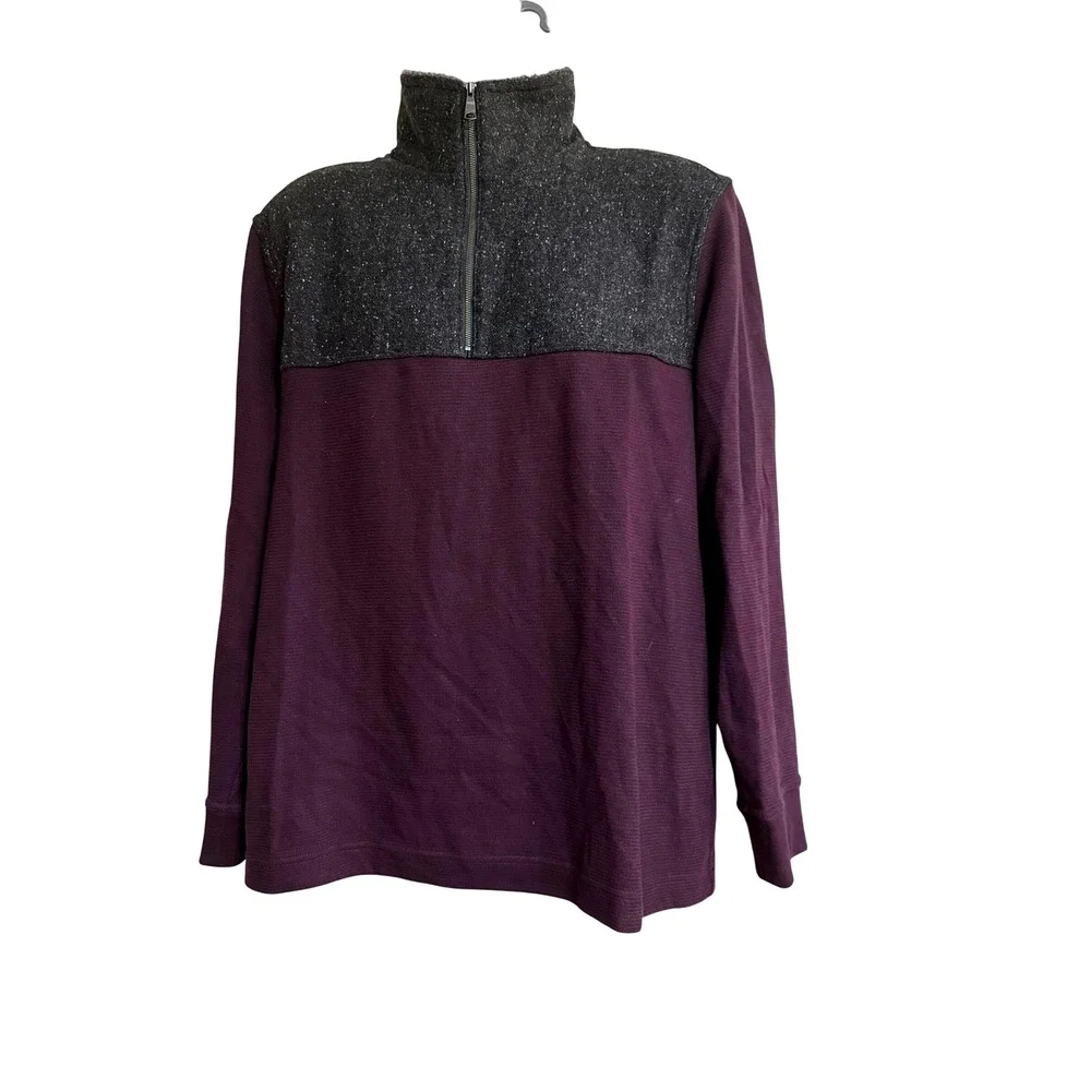 Banana Republic Men's XL Purple Heathered 1/4‎ Zip Pullover Long Sleeve