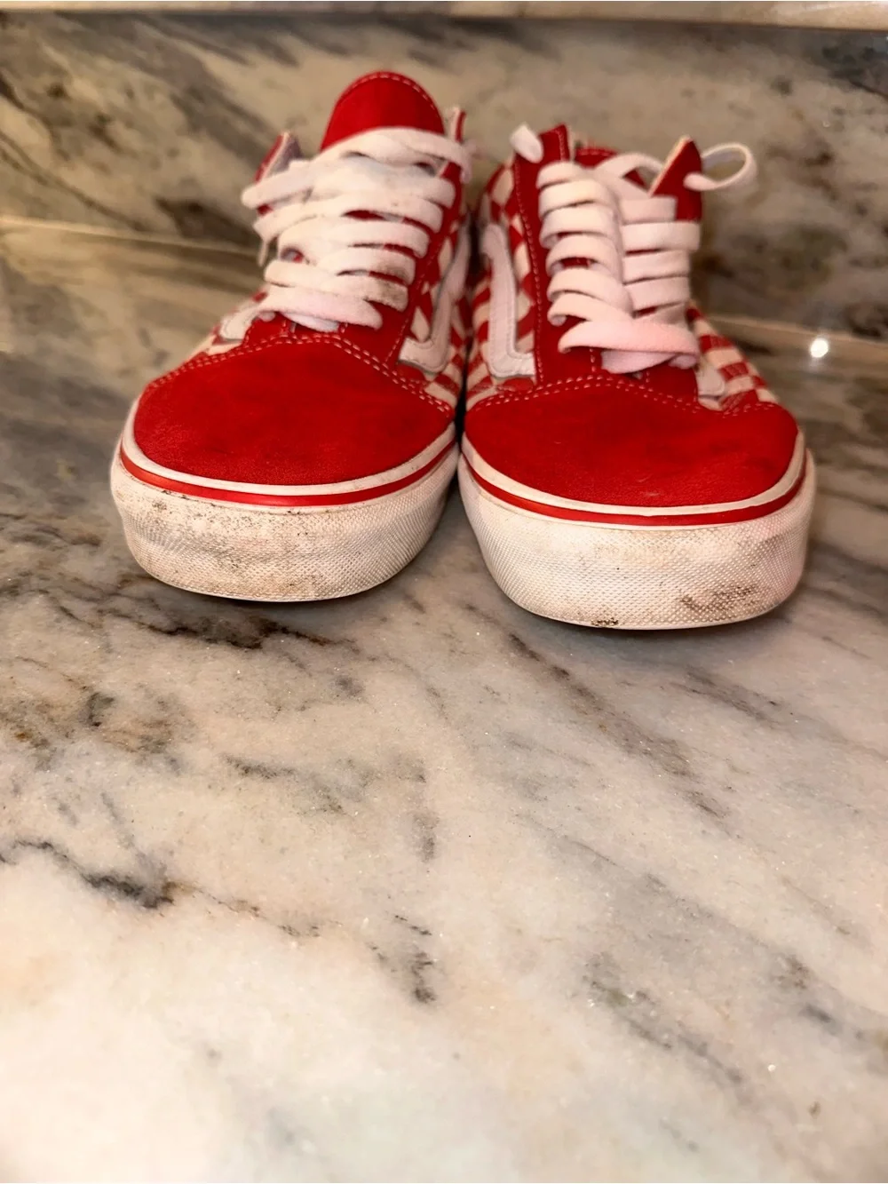 Vans Mens Size‎ 9.5 Red Checkerboard Low-Top Sneakers