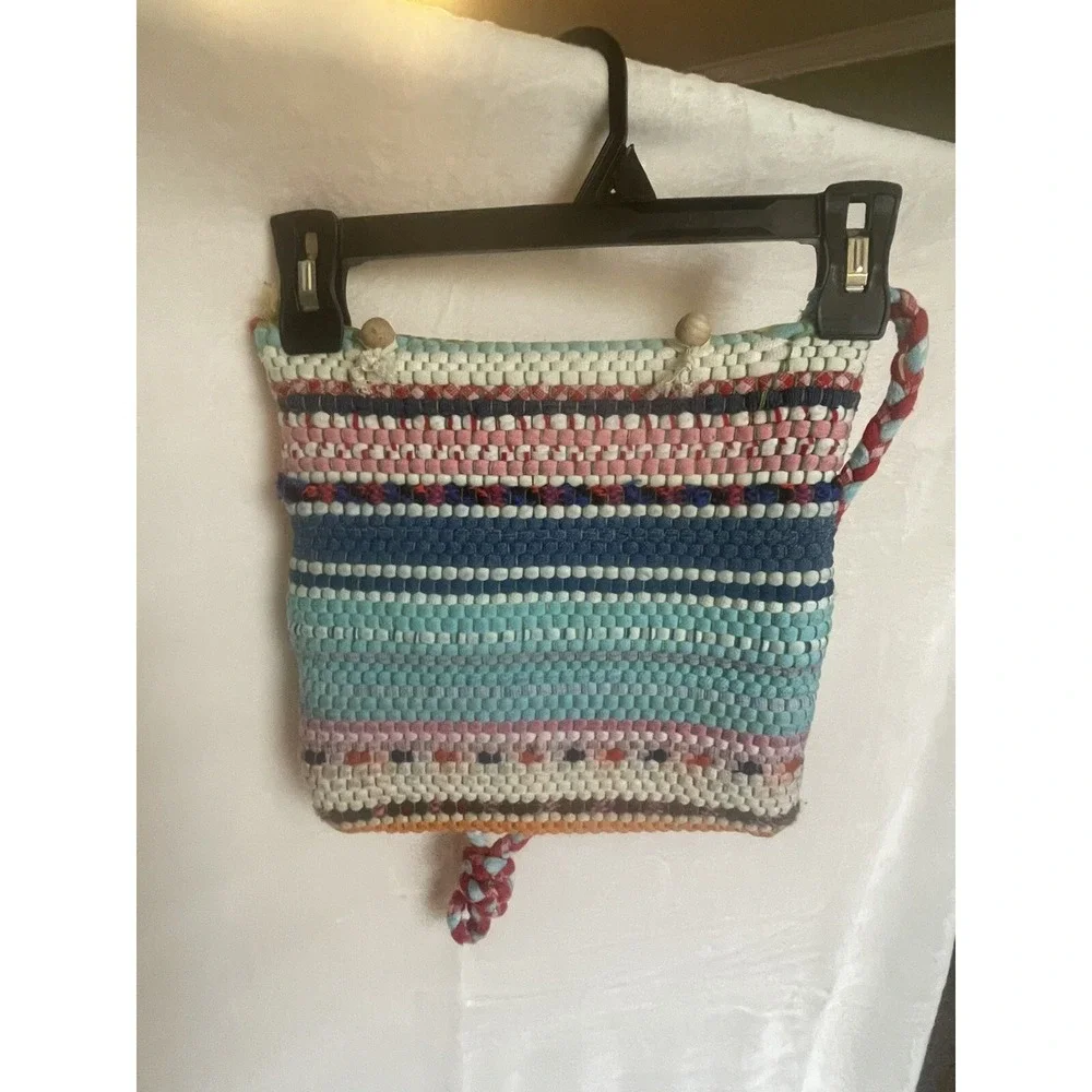 VINTAGE HANDMADE BRAIDED RUG HANDBAG PURSE‎ BAG