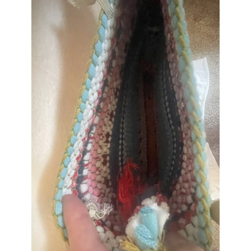 VINTAGE HANDMADE BRAIDED RUG HANDBAG PURSE‎ BAG