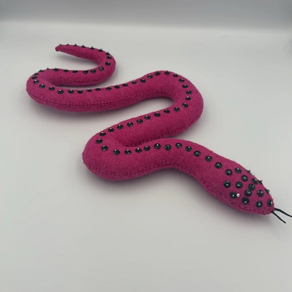Halloween Hot Pink Studded Felt‎ Snake Made in India NWOT