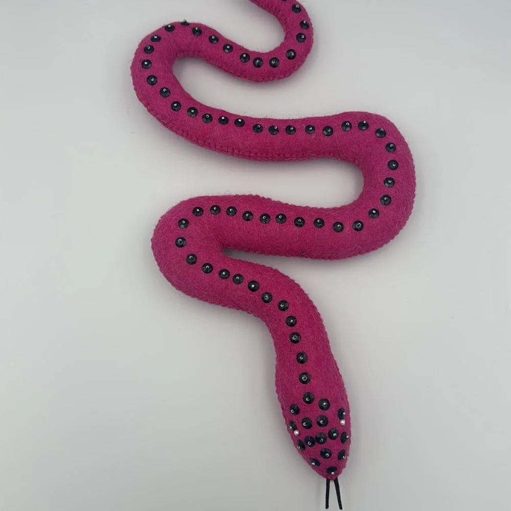 Halloween Hot Pink Studded Felt‎ Snake Made in India NWOT