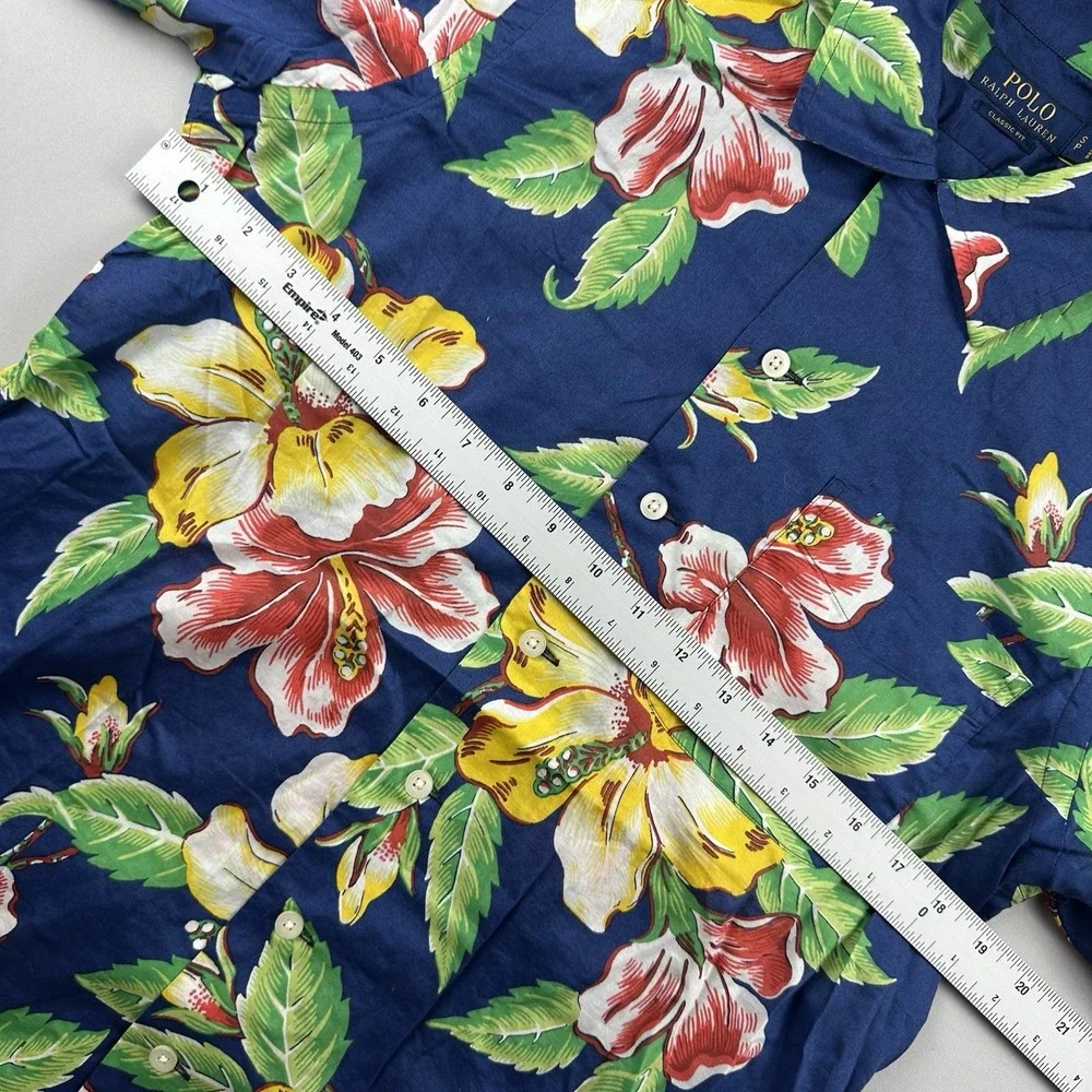 Polo Ralph Lauren Shirt Mens Small Button Down Tropical Floral Beach Palm Tree‎