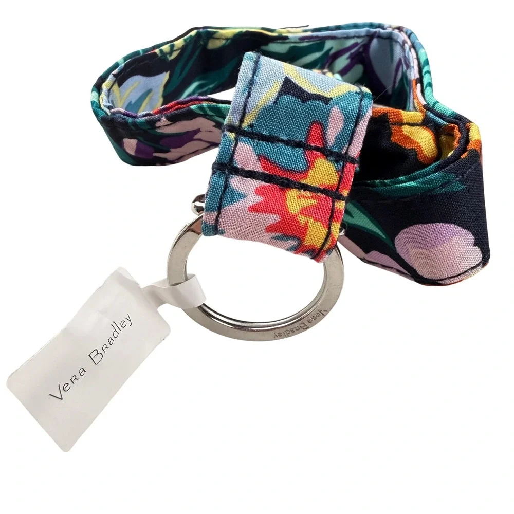 Vera Bradley Wide Lanyard Happy Blooms Floral Key Botanical Tropical Floral Gift