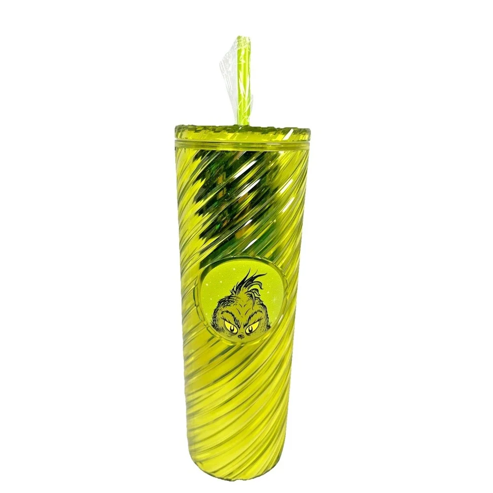 Grinch 24oz Green Swirl Tumbler w/ Straw Bioworld Cup
