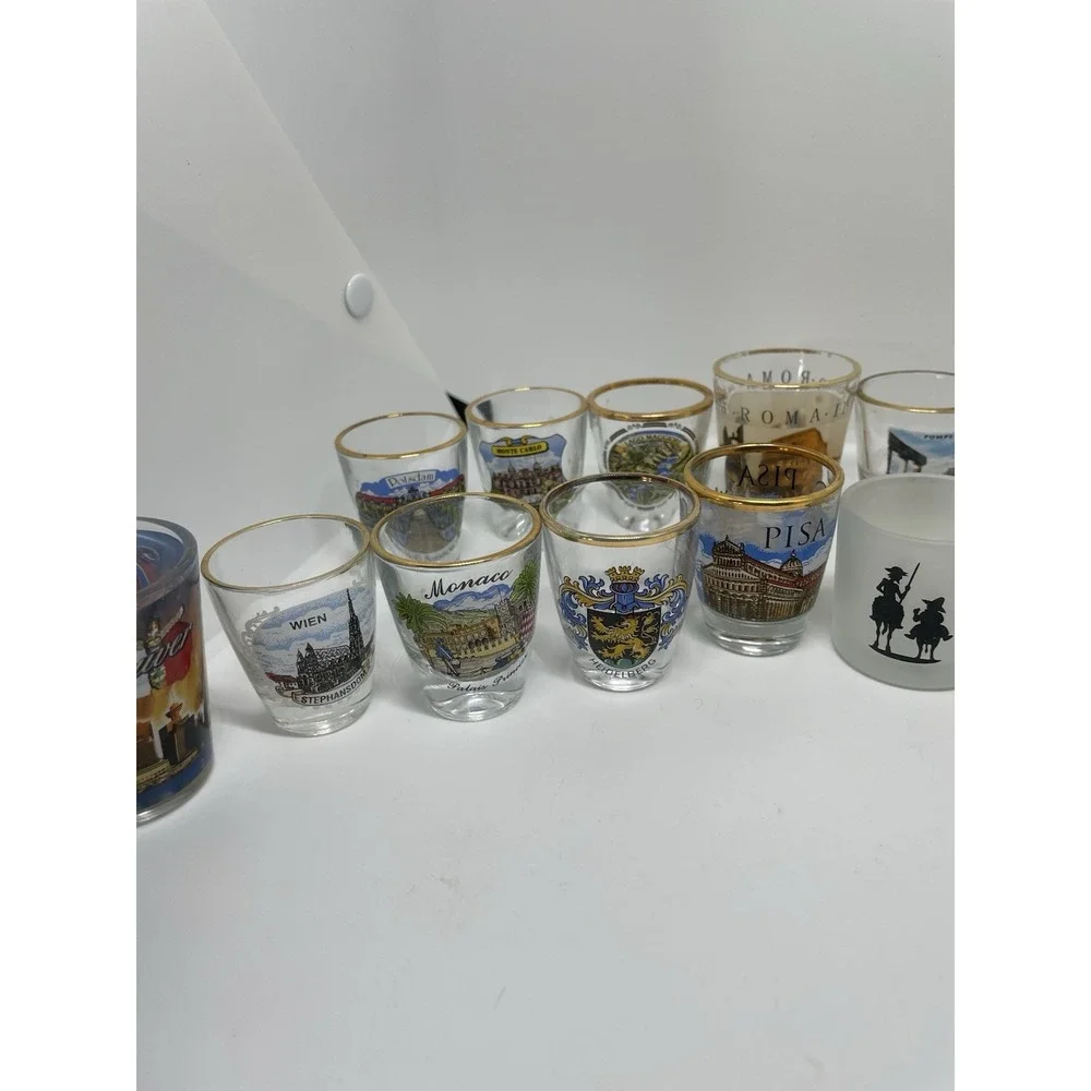 Lot of 11 VTG Gold Rim Shot Glasses/and‎ Others Europe Germany Landmark school