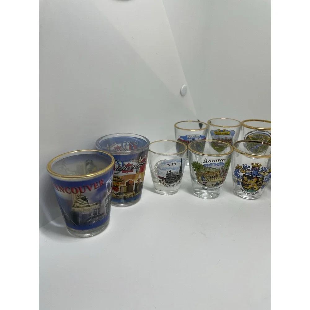 Lot of 11 VTG Gold Rim Shot Glasses/and‎ Others Europe Germany Landmark school
