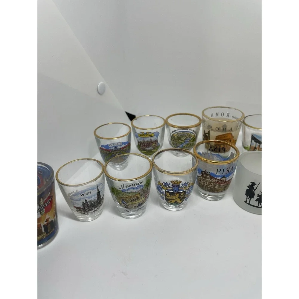Lot of 11 VTG Gold Rim Shot Glasses/and‎ Others Europe Germany Landmark school