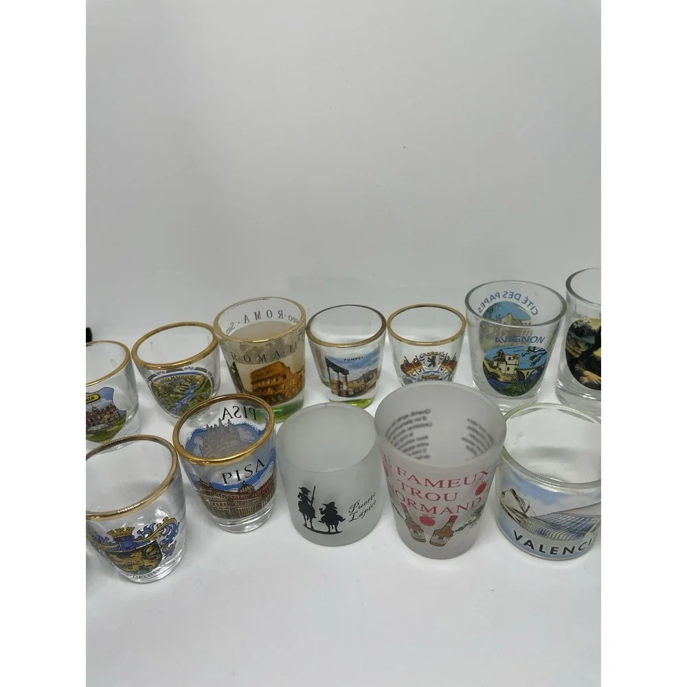 Lot of 11 VTG Gold Rim Shot Glasses/and‎ Others Europe Germany Landmark school