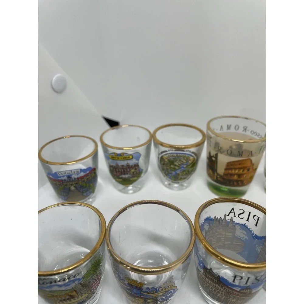 Lot of 11 VTG Gold Rim Shot Glasses/and‎ Others Europe Germany Landmark school