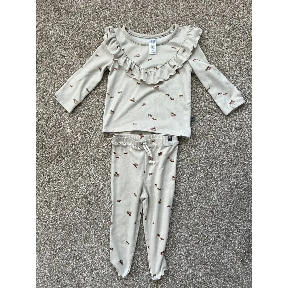 Modern‎ Moments by Gerber Baby Horse Print Lounge Set 18M Neutral Western