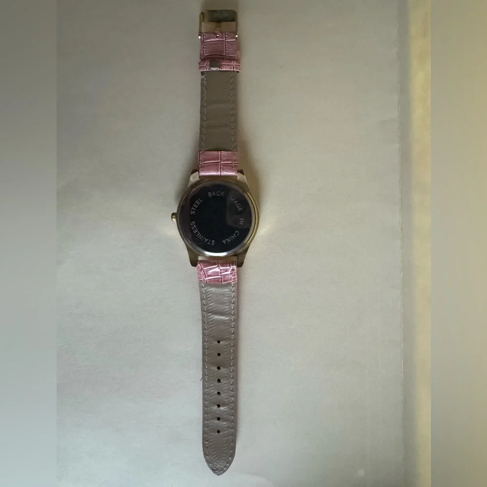 PINK Vegan Croc Band Embellished Face Wrist Watch NWOT