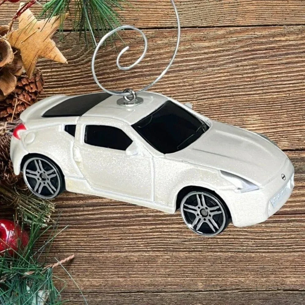 2009 White Nissan 370Z Sport Coupe Car 1:64 ONE OF A‎ KIND Christmas Ornament