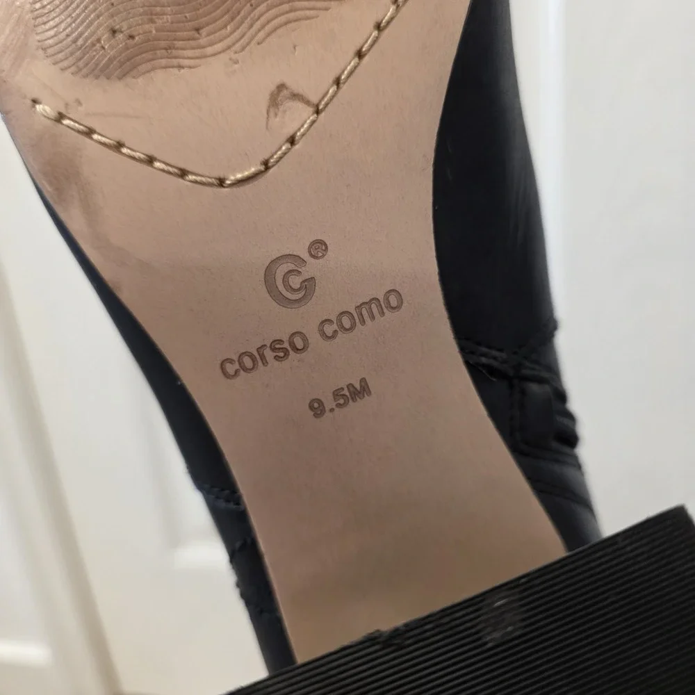 Corso Como Black‎ Leather Block Heel Classic Modern Ankle Boots Size 9.5M