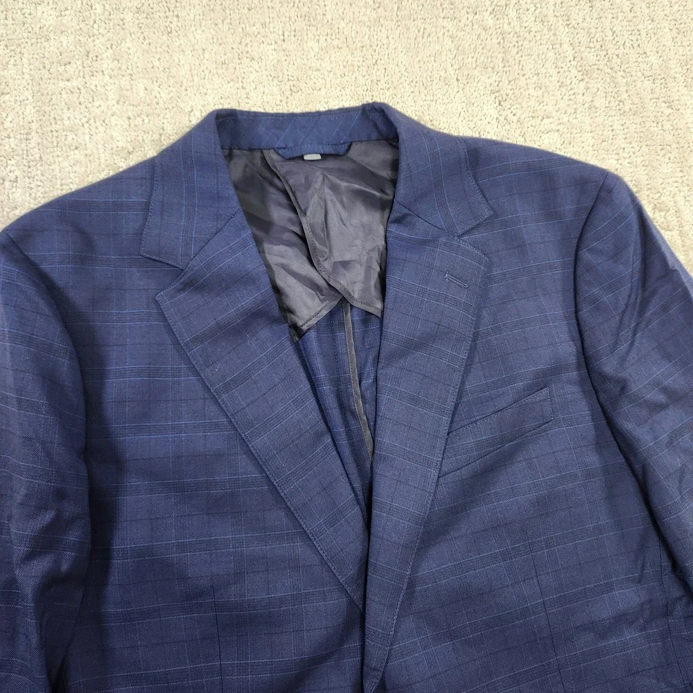 Bonobos Tollegno 1900 Blazer Jacket Mens 40R Slim Fit Blue Plaid Windowpane Wool