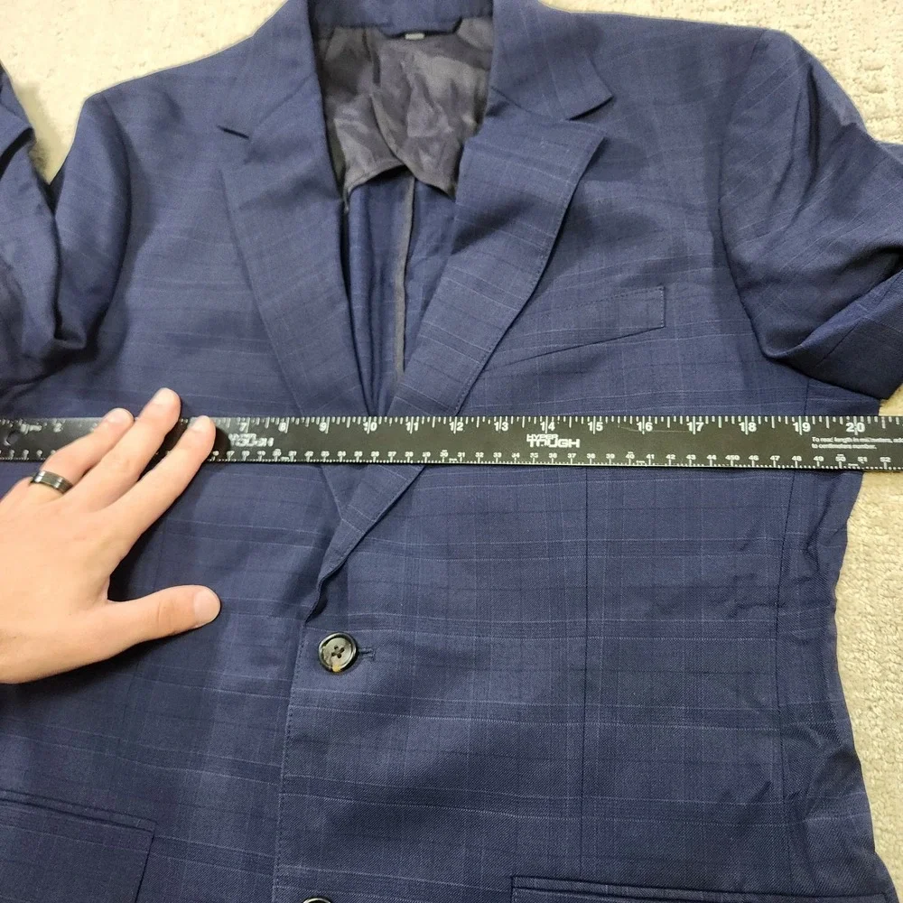Bonobos Tollegno 1900 Blazer Jacket Mens 40R Slim Fit Blue Plaid Windowpane Wool