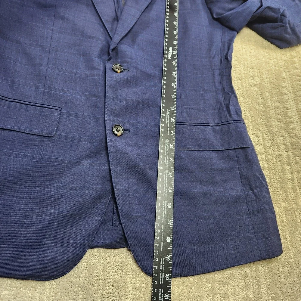 Bonobos Tollegno 1900 Blazer Jacket Mens 40R Slim Fit Blue Plaid Windowpane Wool