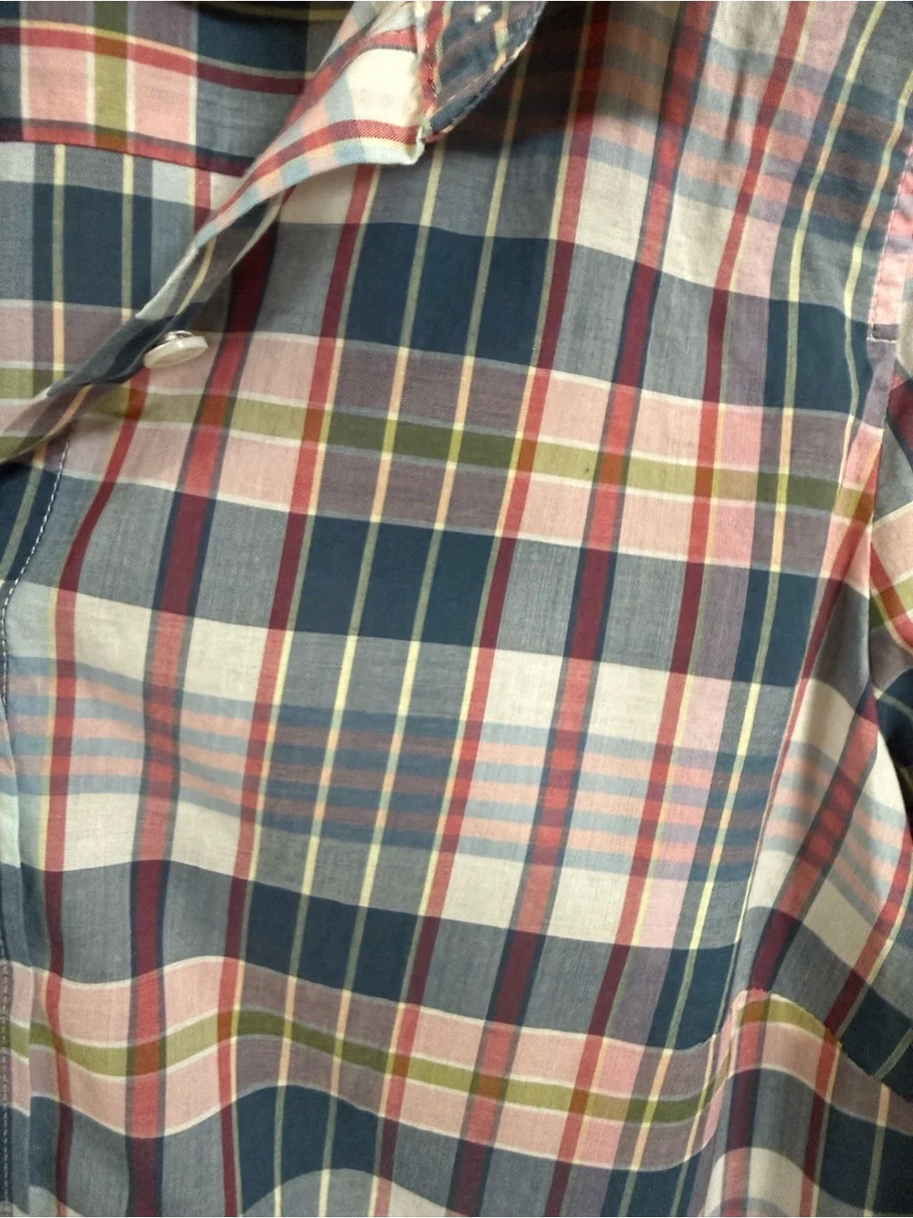 J. Crew Pink, Blue and Green Plaid Button-Down Shirt