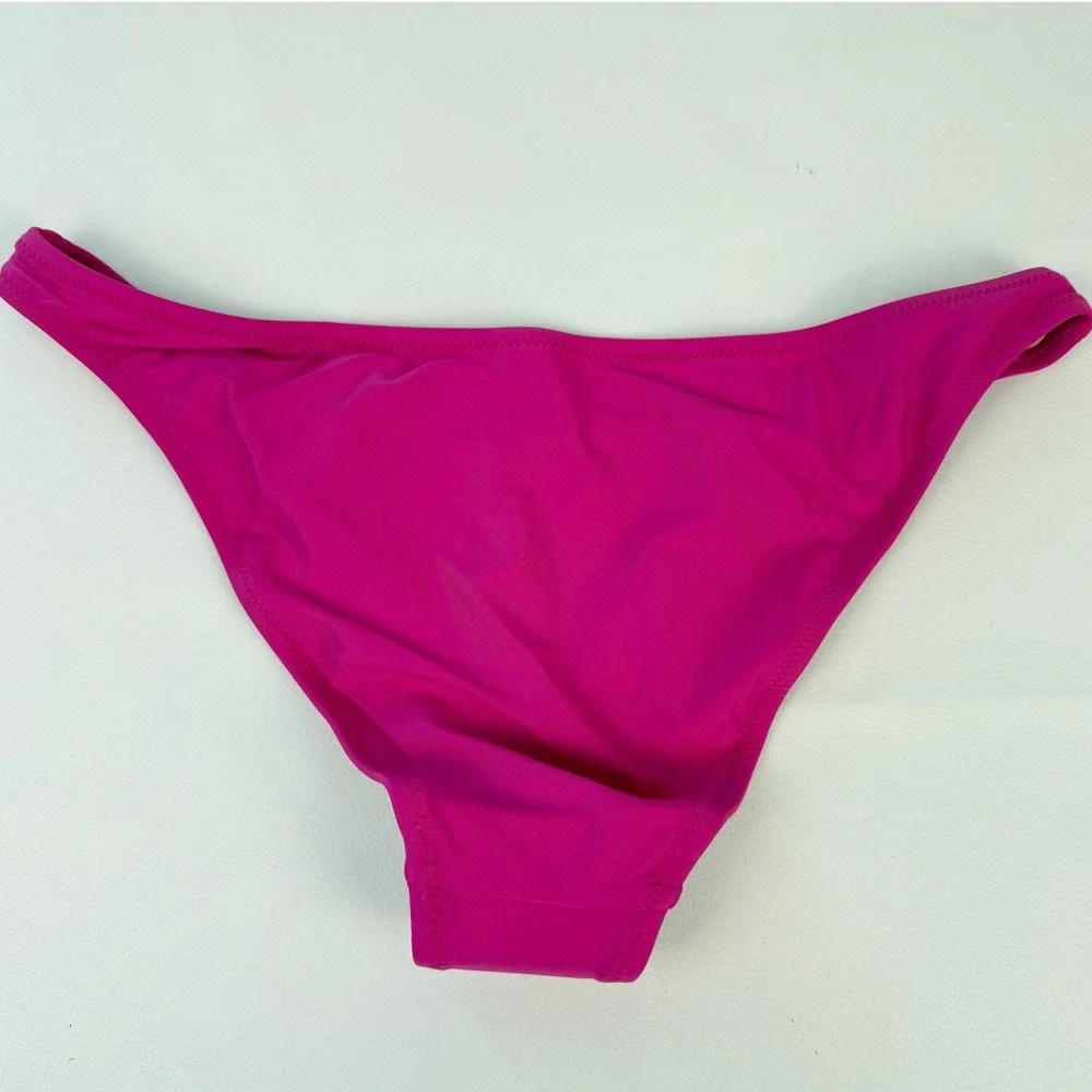 J Crew High Cut Leg Cheeky Mid Rise Bikini Bottom Womens Medium Fuchsia Pink‎