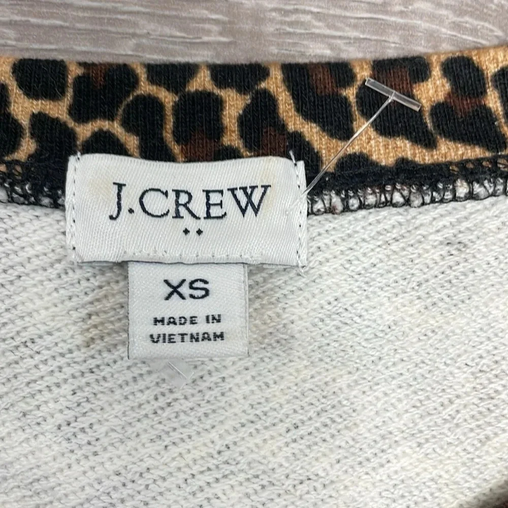 NWOT J. Crew Leopard Print Crewneck Raglan Sleeve Sweatshirt XS
