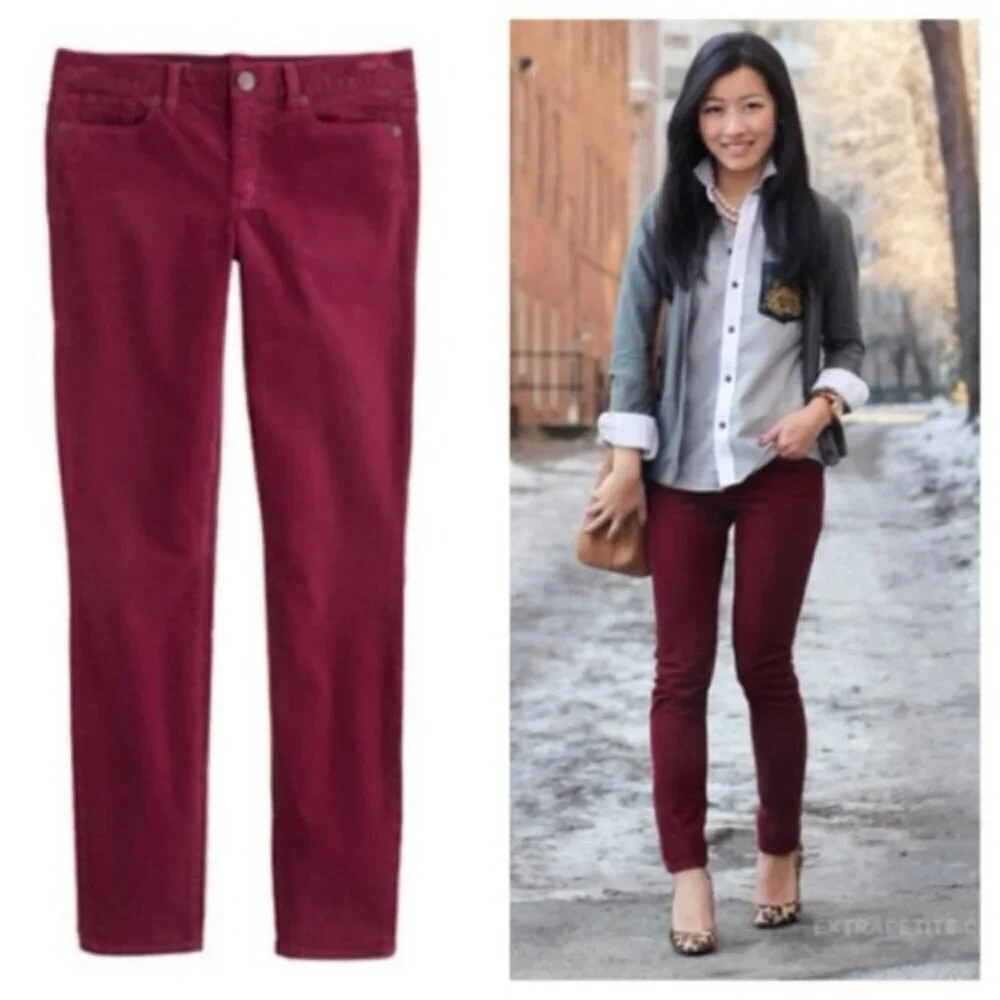 J. Crew Matchstick Corduroy Maroon Women's Size 28 Regular Pants