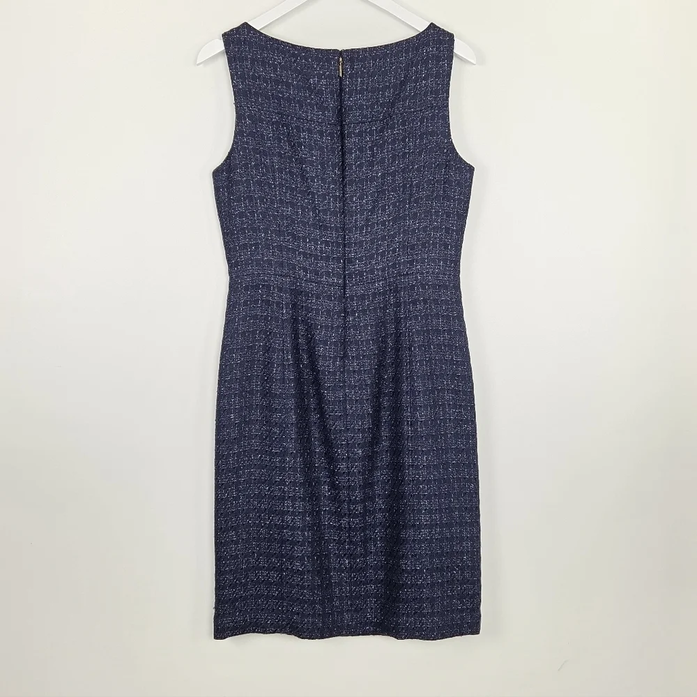 Tory Burch Jackson Shimmer Sheath Navy Dress Size 10 Style 51121437