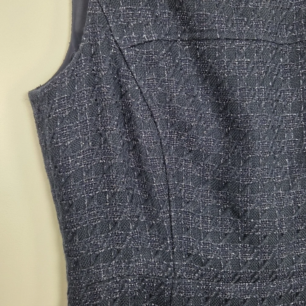 Tory Burch Jackson Shimmer Sheath Navy Dress Size 10 Style 51121437