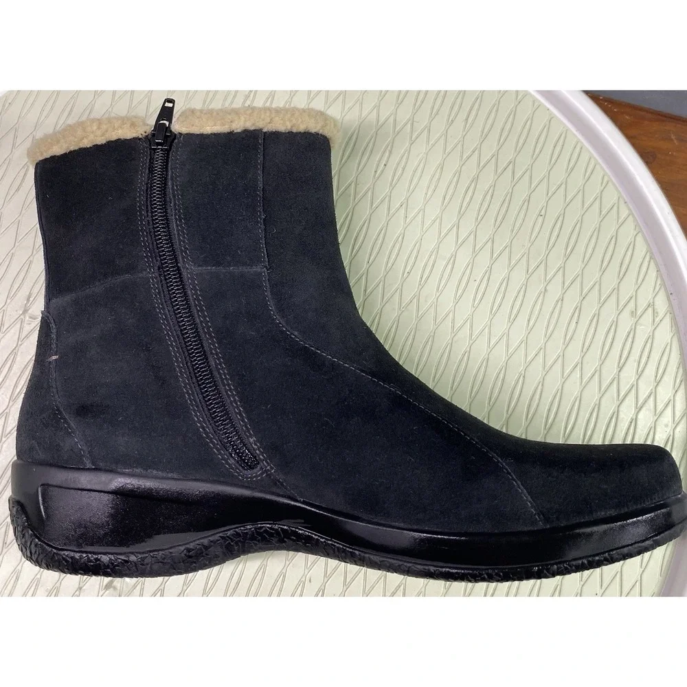Clarks Womens Bendables‎ Black Suede/leather Sherpa Trimmed Boots. Sz.10M EUC