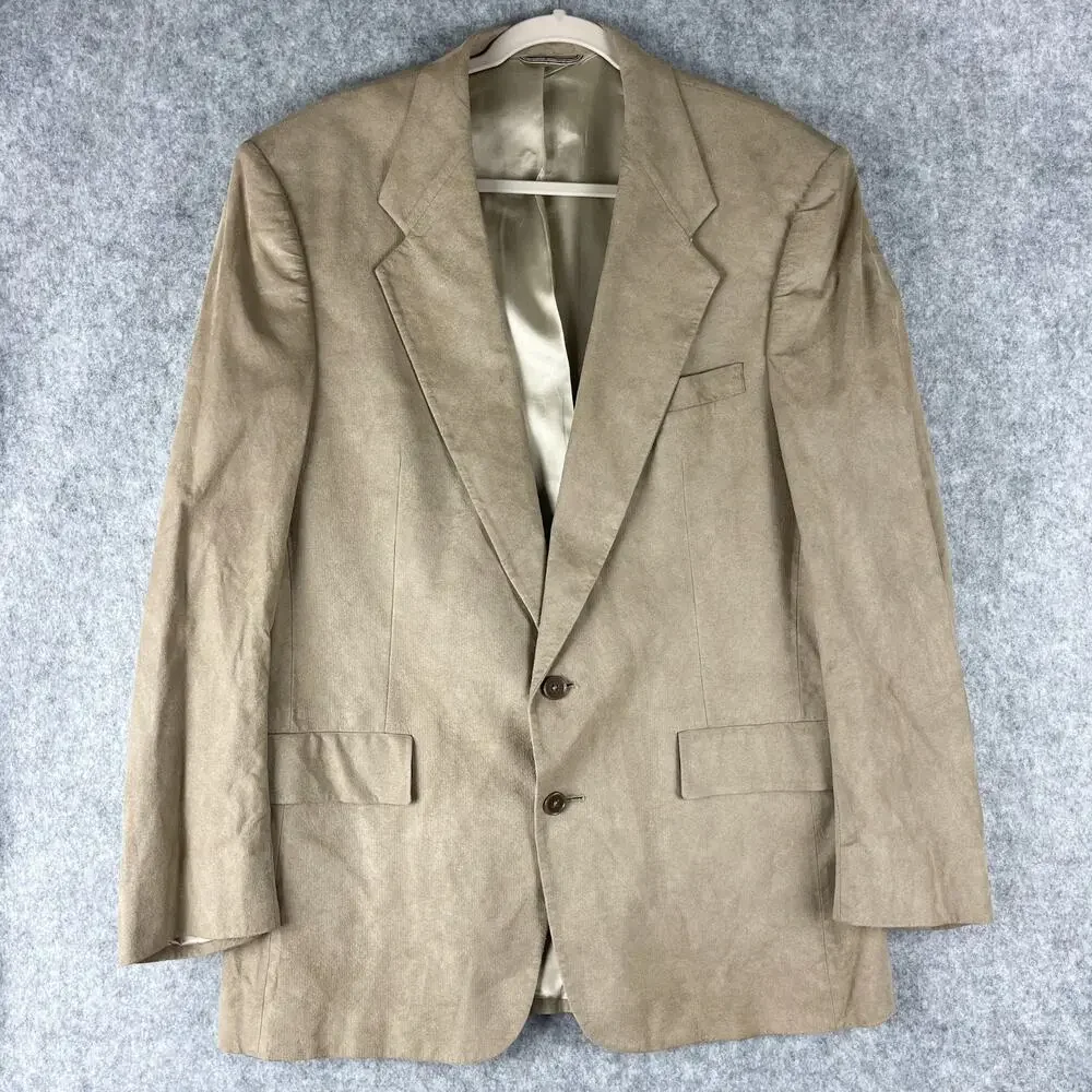Vintage Christian Dior‎ Monsieur Suede Blazer Sport Coat Mens 42R Beige 2 Button
