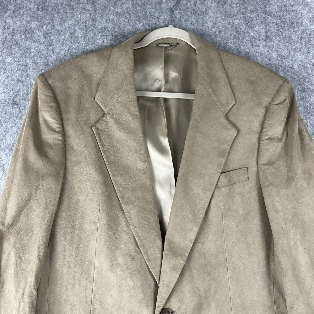 Vintage Christian Dior‎ Monsieur Suede Blazer Sport Coat Mens 42R Beige 2 Button