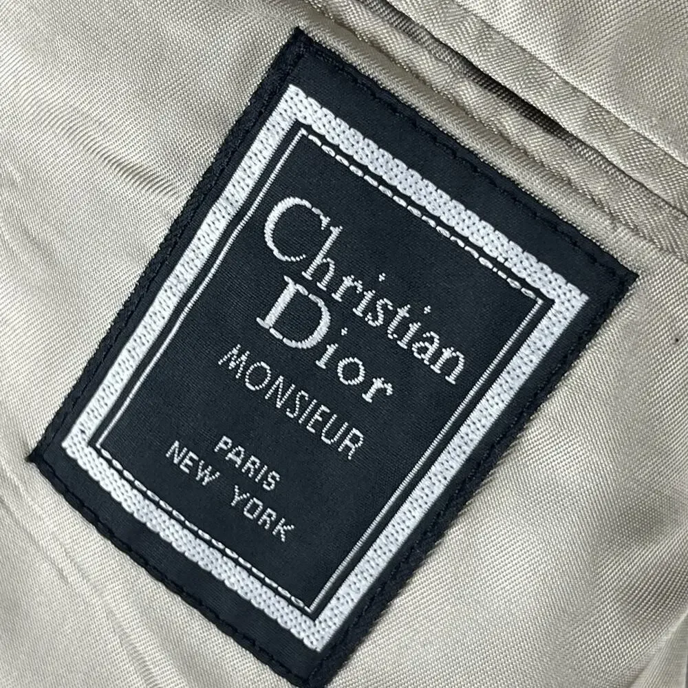 Vintage Christian Dior‎ Monsieur Suede Blazer Sport Coat Mens 42R Beige 2 Button