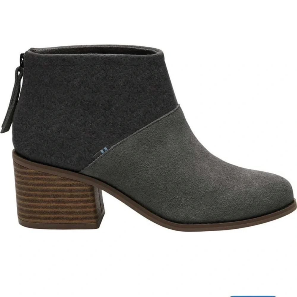 TOMS Womens Lacy Ankle Boot - Forged Iron Suede Booties Size 7
