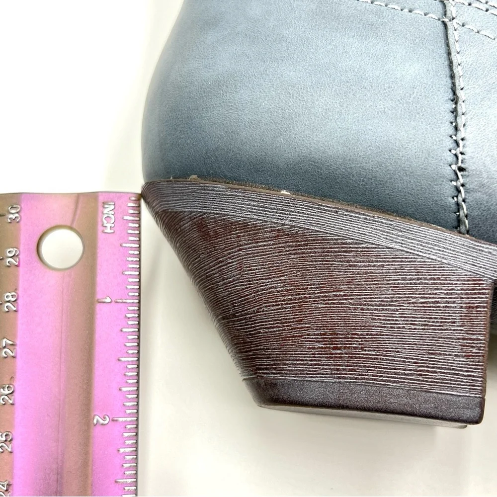 Circus NY Sam Edelman Size 6.5 Garth Gray‎ Blue Faux Vegan Leather Western Boots