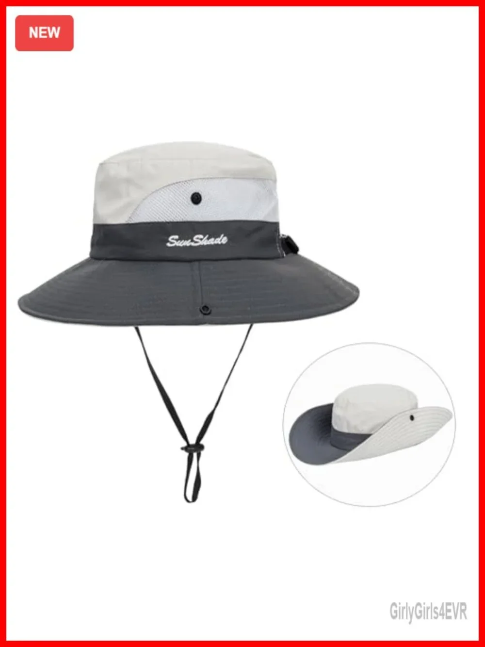 Sun Hat with Ponytail Hole Wide Brim Mesh Fishing Hat Foldable Packable