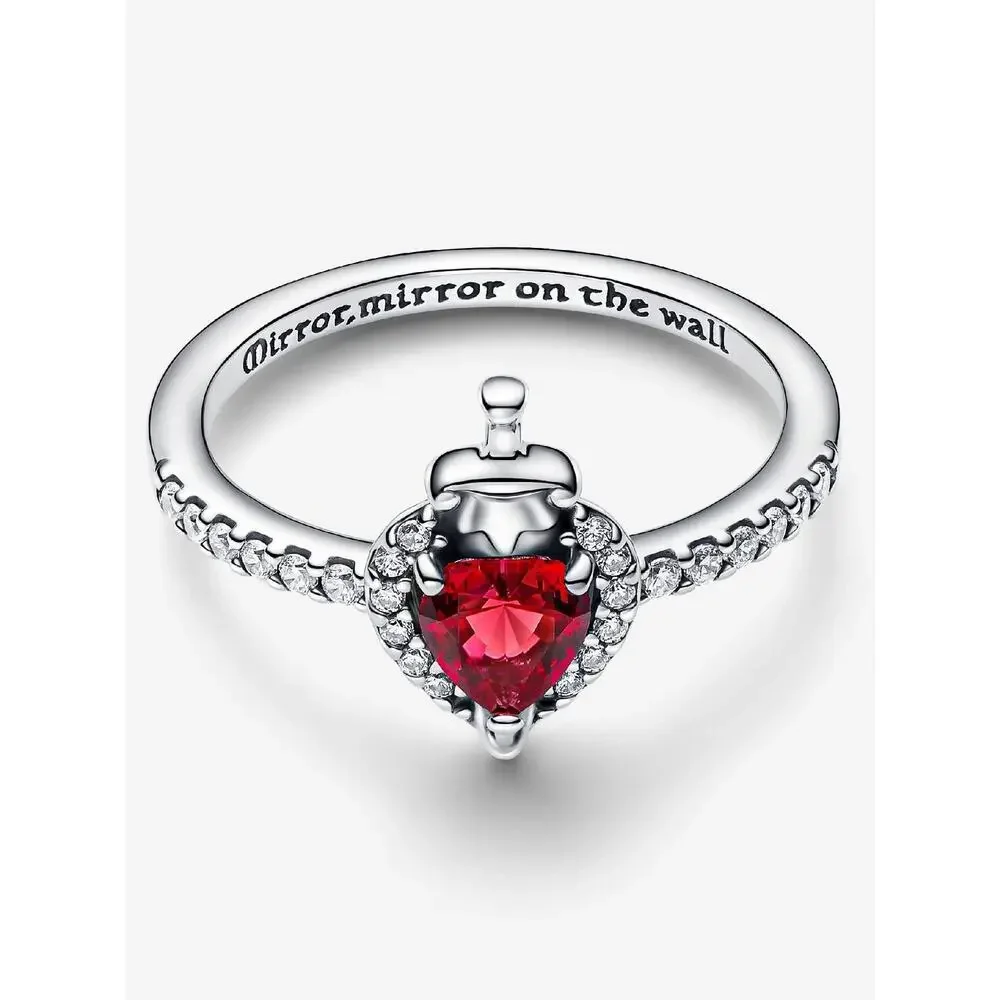 Pandora Disney Villains Evil Queen Ring Sterling‎ Silver Fuchsia Crystal Sz 7