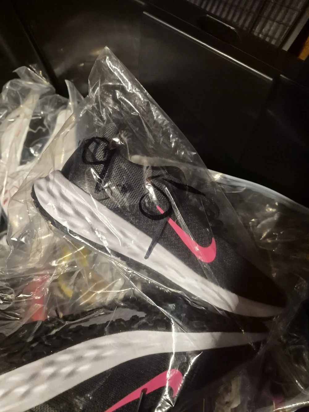Nike Black Sneakers with Hot Pink Swoosh