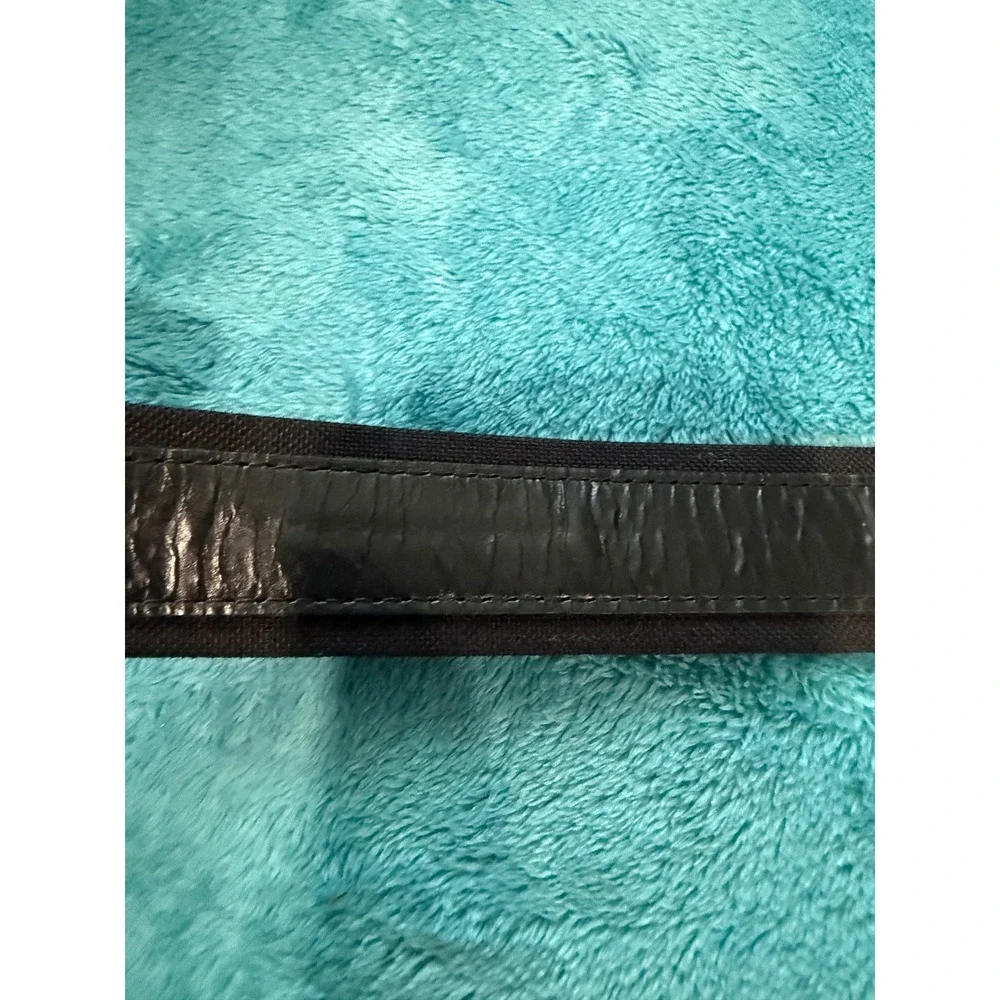 Mens‎ Black Canvas and Faux Leather Belt Silver Buckle Casual Workwear Accessory