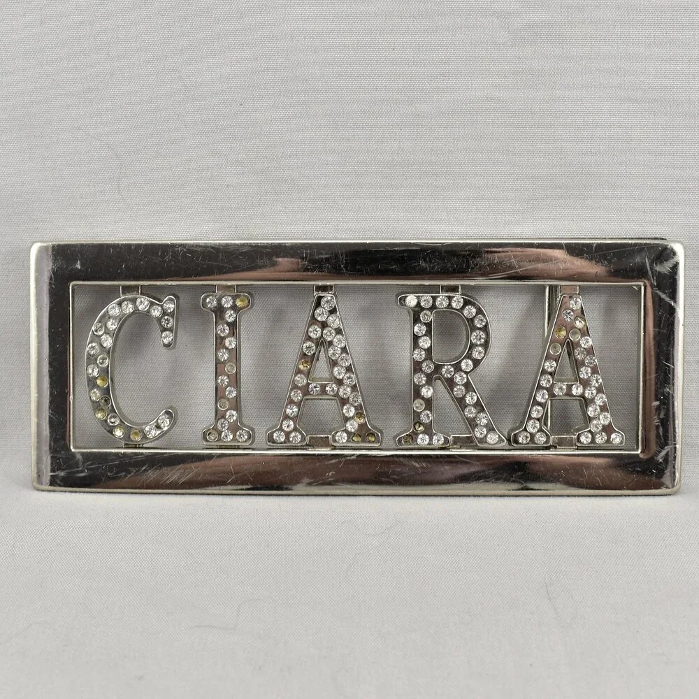 Belt Buckle Ciara Name Womens Rhinestones Shiny Sparkling‎ Silver Color Gift