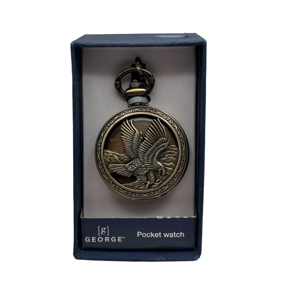 George‎ Vintage Eagle Design Pocket Watch New In Box.